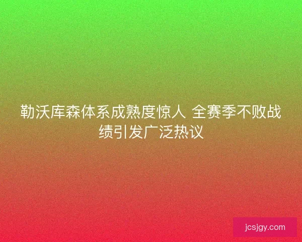 勒沃库森体系成熟度惊人 全赛季不败战绩引发广泛热议